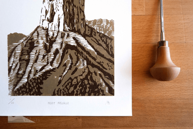 Linocut 'Mont Aiguille'