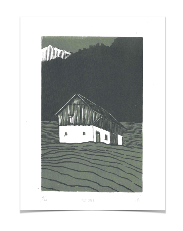 Woodcut 'Refuge'