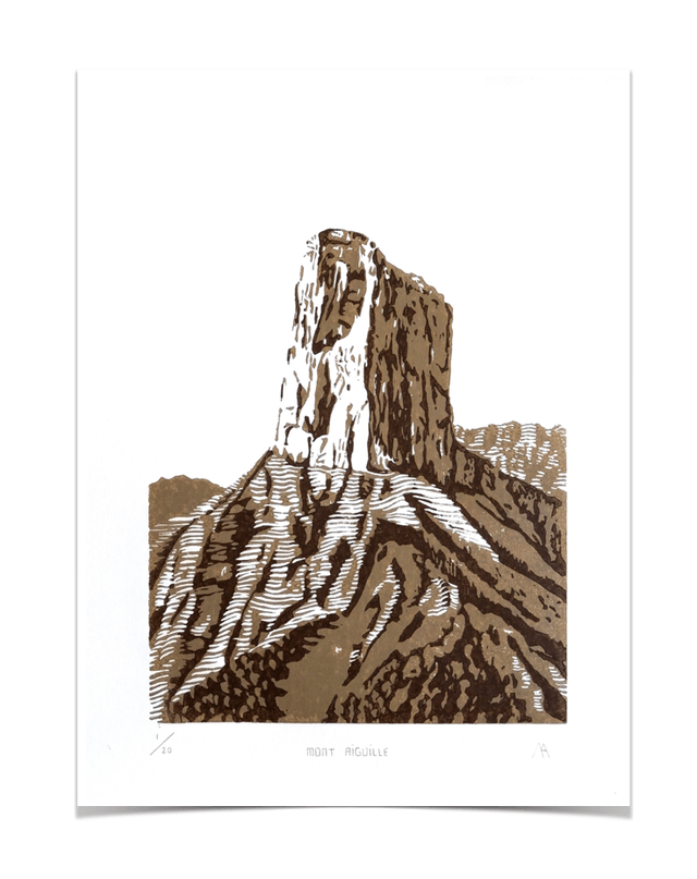 Linocut 'Mont Aiguille'