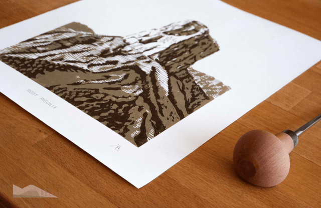 Linocut 'Mont Aiguille'