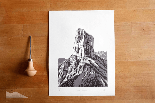 Linocut 'Mont Aiguille'