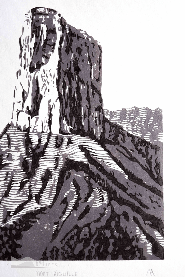Linocut 'Mont Aiguille'