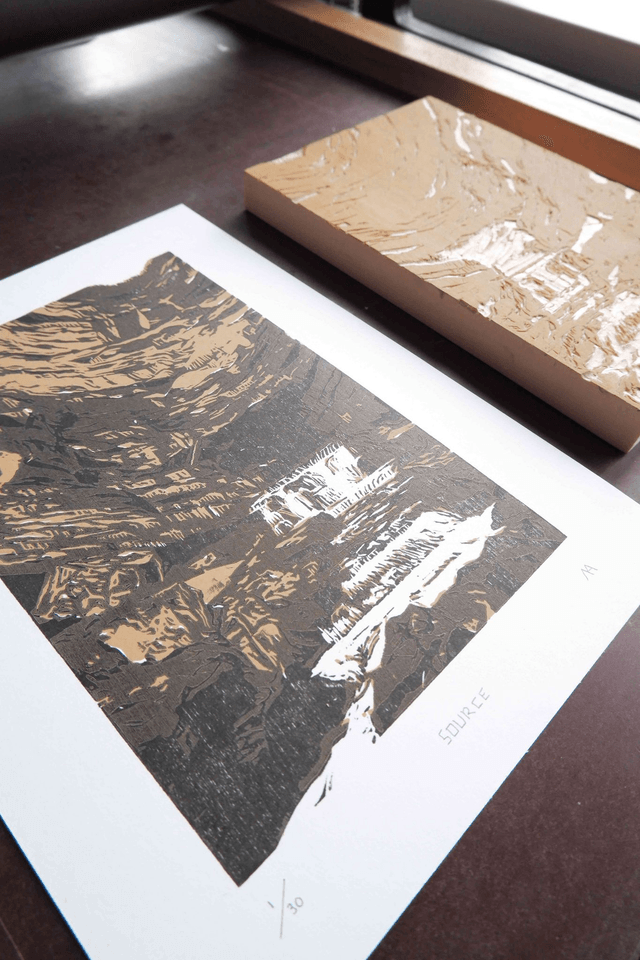 Woodcut 'Source'