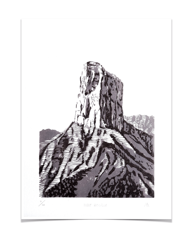 Linocut 'Mont Aiguille'